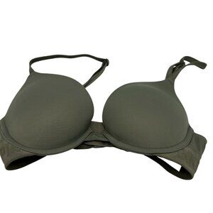 Victoria's Secret Pink Womens T-Shirt Push-Up Bra Size 32B Olive Green Underwire